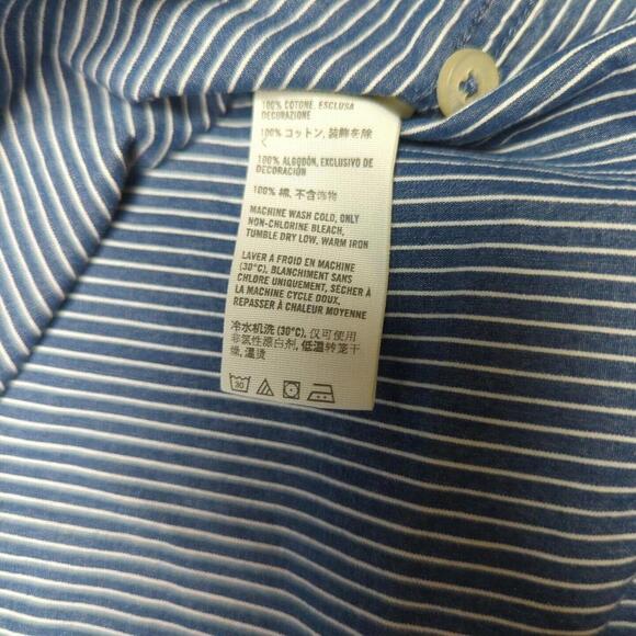 Hollister Button Up Shirt Men's Extra Large Striped Blue XL Pocket Long Sleeve - Picture 9 of 9